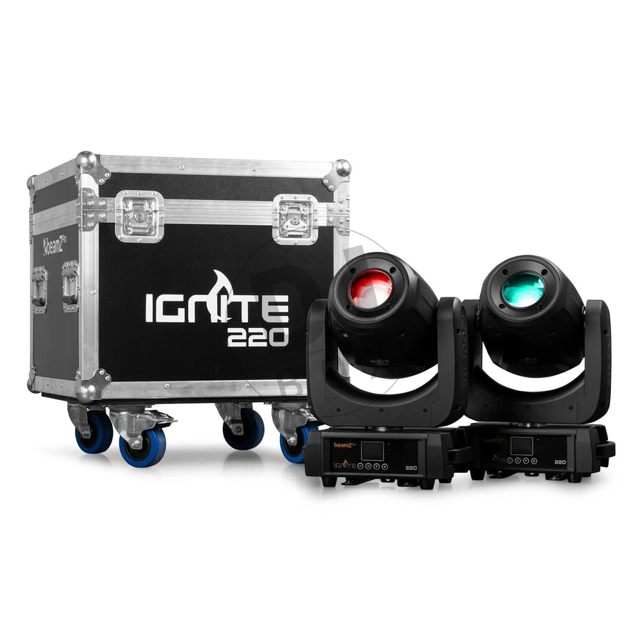 BeamZ BeamZ Pro IGNITE220 LED Spot Moving Head 2pcs in Flightcase at DJbox.ie DJ Shop