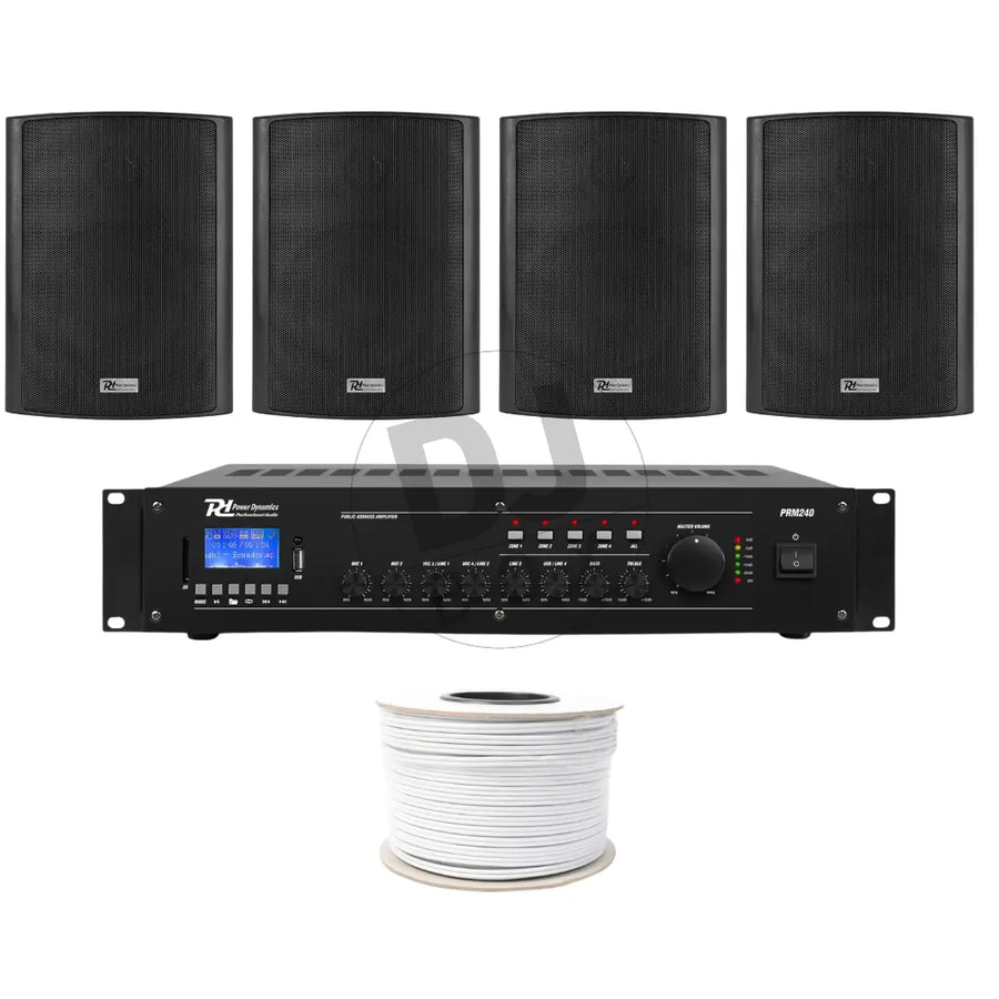 Power Dynamics CAFÉ/RETAIL SPEAKER PACKAGE - 4X6.5" WALL SPEAKERS & AMP at DJbox.ie DJ Shop