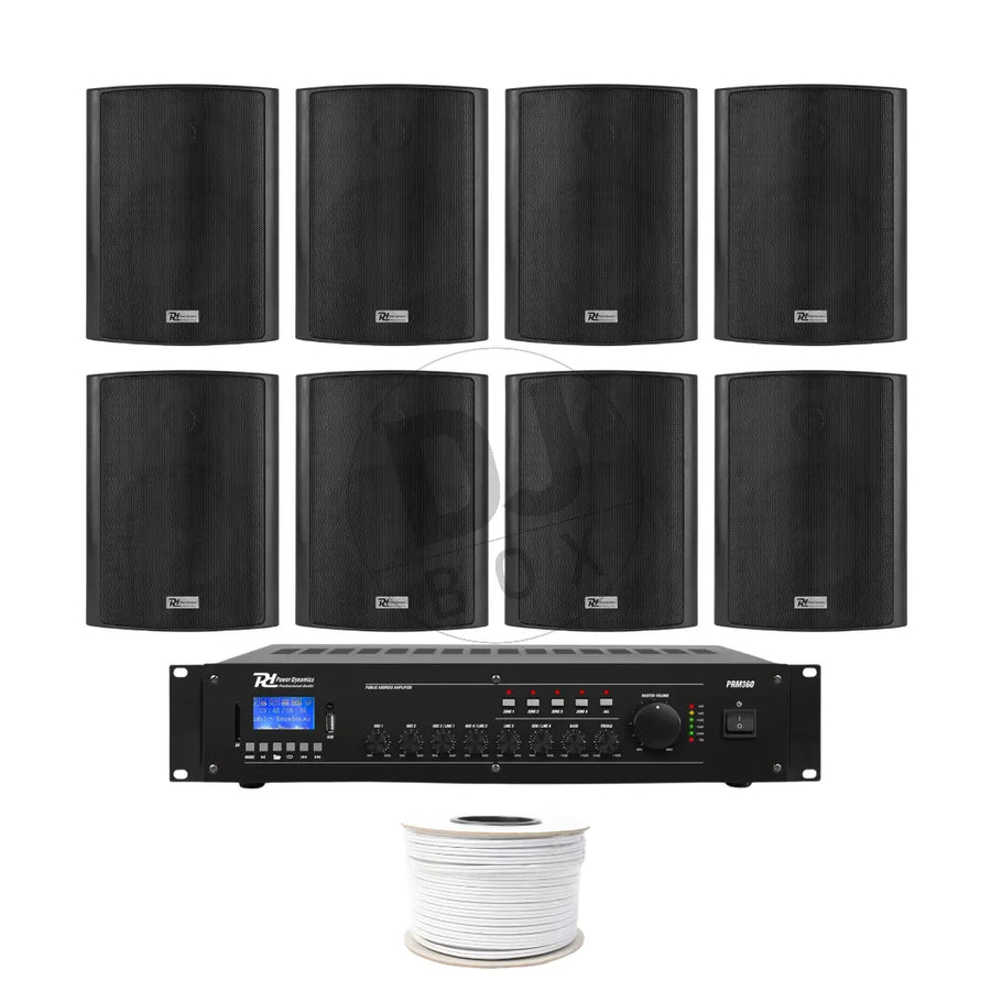 DJbox.ie DJ Shop CAFÉ/RETAIL SPEAKER PACKAGE - 8X6.5" WALL SPEAKERS & AMP at DJbox.ie DJ Shop