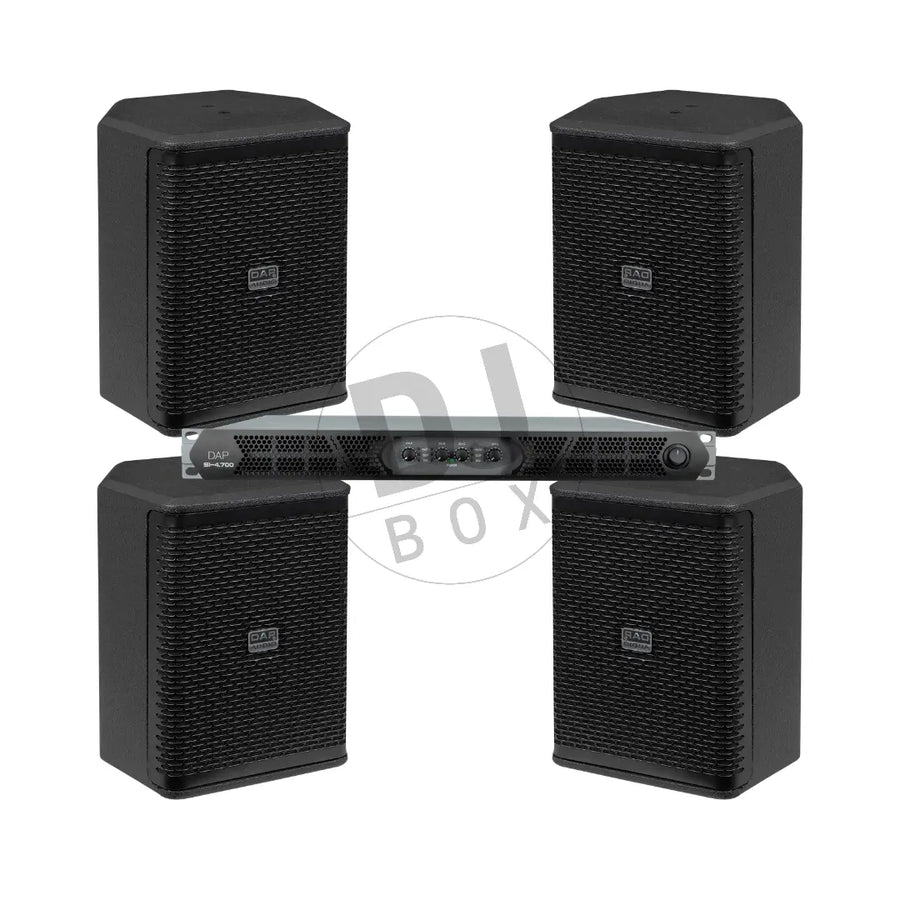 DAP Audio Café/Retail/Bar Premium Speaker Package - 4x Wall Speakers & Amp 8" at DJbox.ie DJ Shop