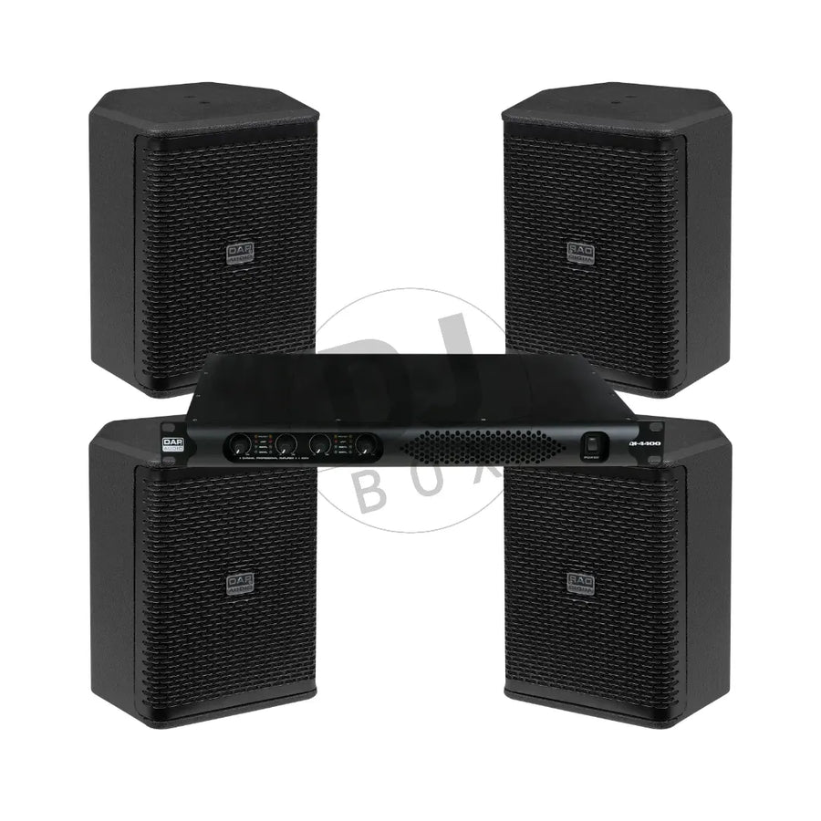 DAP Audio Café/Retail/Bar Premium Speaker Package - 4x Wall Speakers & Amp at DJbox.ie DJ Shop