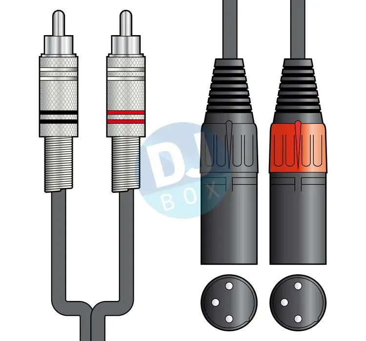 DJbox.ie DJ Shop Classic Audio Leads 2 x RCA Plugs 2 x XLR Male 3.0m