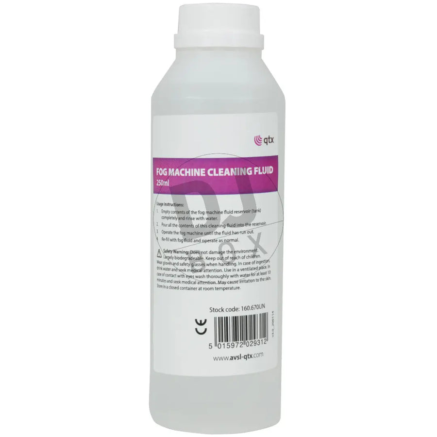 QTX Fog Machine Cleaning Fluid 250ml at DJbox.ie DJ Shop