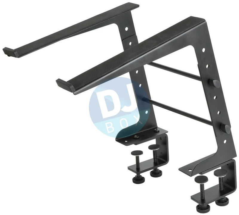 QTX Laptop stand - standard fixed position with desk mount at DJbox.ie DJ Shop