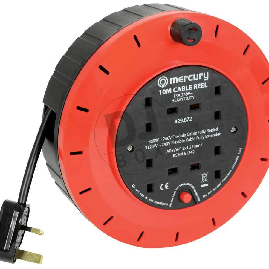 Mercury Mercury 4-Gang Extension Reel - 10m at DJbox.ie DJ Shop