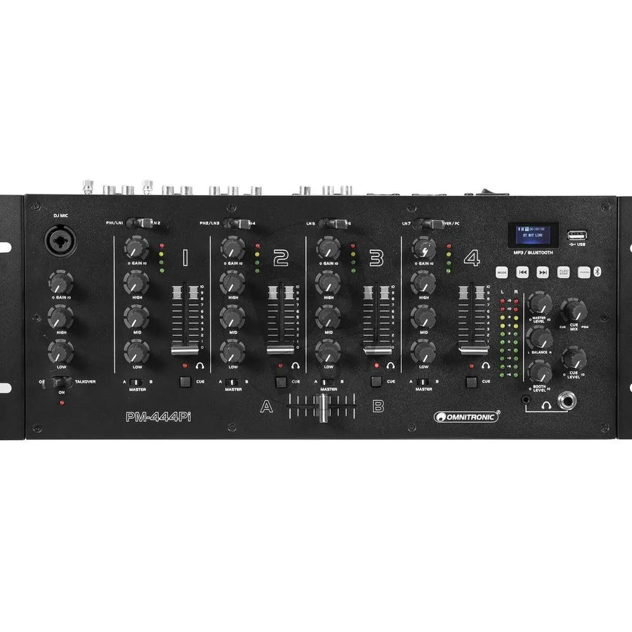 DJbox.ie DJ Shop Omnitronic PM-444Pi 4-channel DJ Mixer with Player & USB Interface at DJbox.ie DJ Shop