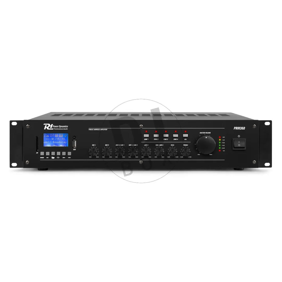 Power Dynamics Power Dynamics PRM360 Mixer-Amplifier 100V 6-CH Mixer-Amplifier 360W at DJbox.ie DJ Shop