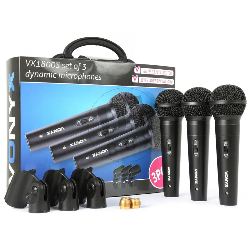 Vonyx Vonyx VX1800S Dynamic Microphone Set Of 3 at DJbox.ie DJ Shop