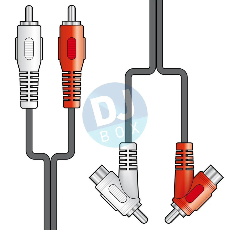 AV:Link Audio cable 2 x RCA Plugs to 2 x Stackable RCA Plugs Lead DJbox.ie DJ Shop
