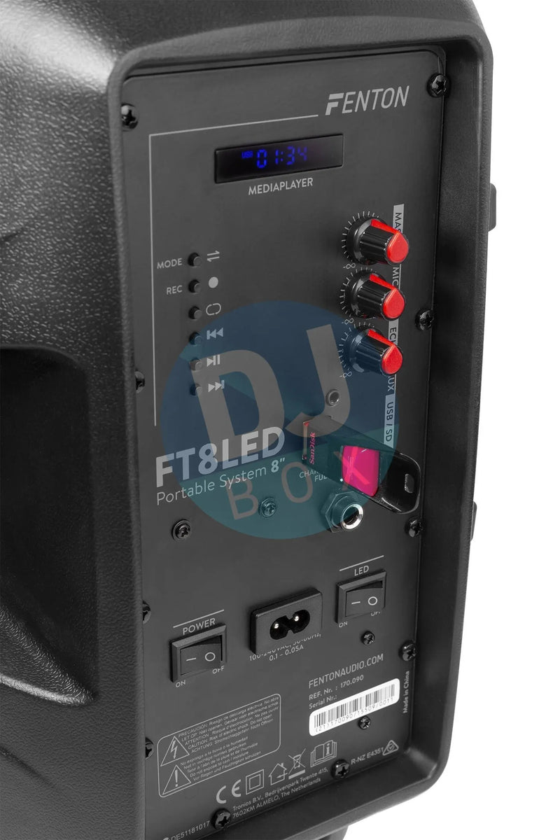 Fenton FT8LED Portable Sound system 8" 300W DJbox.ie DJ Shop