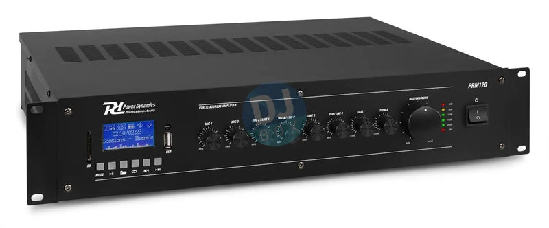 Power Dynamics PRM120 100V 6 Ch 120w mixer amplifier at DJbox.ie DJ Shop